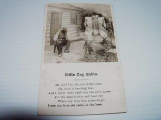 100,  Year Old Postcard W/ 2 Cent Stamp 1907 Rare Little Log Cabin In The Line