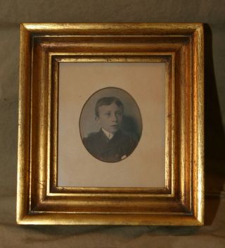 Antique Photograph Vintage Miniature Gold Frame Hand Painted Gold Lip On Mat