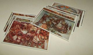 16 Vtg Unsent Diego Rivera Fresco Paintings Postcards National Palace Mexico