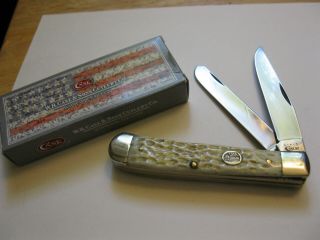 Case Xx Usa Trapper Knife 6254 Ss Jigged Bone & Case Xx Barn Shield Made In Usa