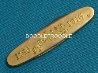 Antique Miller Bros Usa 1916 Detroit F&m Ins Gents Pocket Watch Fob Knife Knives