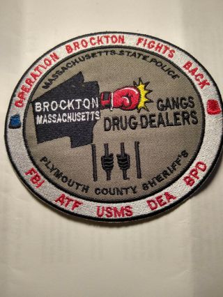 Boston Massachusetts Operation Brockton Federal Police Patch Fbi Usms Dea Atf