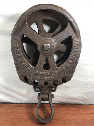 Old Barn Find Vintage F.  E.  Myers & Bro.  Co.  Cast Iron Block And Tackle Pulley