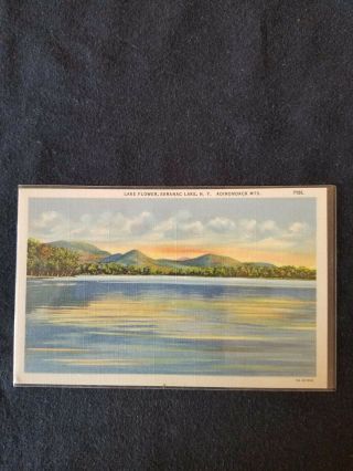 Lake Flower Saranac Lake Ny Adirondack Mts Vintage Postcard - 71sl
