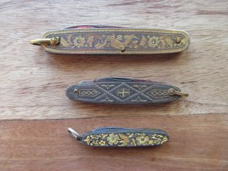 Antique Spain Toledo Damascene Folding Pocket Knife