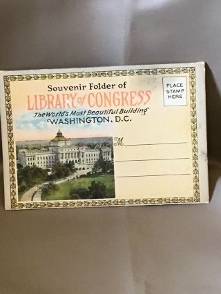 Postcard Folder Washington Dc Library Of Congress Art Paintings Architecture