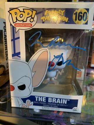 Maurice Lamarche The Brain Signed Pinky And The Brain Funko Pop