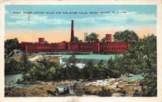 Vtg Postcard Rocky Mount Nc Cotton Mills Factory Tar River Women Picnic B54