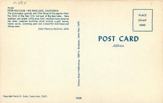 Big Bear Lake California Peter Pan Club 1950s Western Scott postcard 8042 2