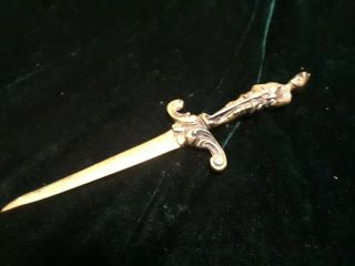 Antique Bronze - Knight In Armor - Dagger - Letter Opener England