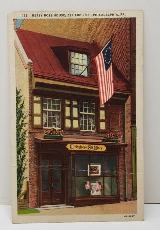 Philadelphia Pa Betsy Ross House,  239 Arch St.  Postcard C1