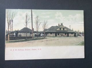 Old Postcard,  B&m Railroad Station,  Exeter,  N.  H.  1908 Hand Colored?