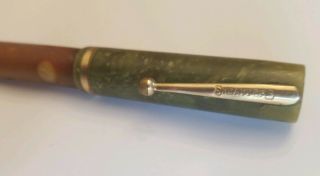 Vintage Jade Green Sheaffer White Dot Flat Top Fountain Pen Large 14k Nib
