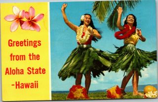 Postcard Hi Aloha State Greetings From Hawaiian Islands Hawaii Vintage A1
