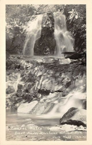 Great Smoky Mountains National Park 1936 Rppc Real Photo Postcard Laurel Falls
