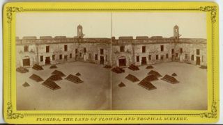 C1880s St.  Augustine Florida Interior Of The Spanish Fort Stereo Photo