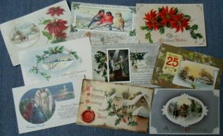 9 Vintage Merry Christmas Postcards