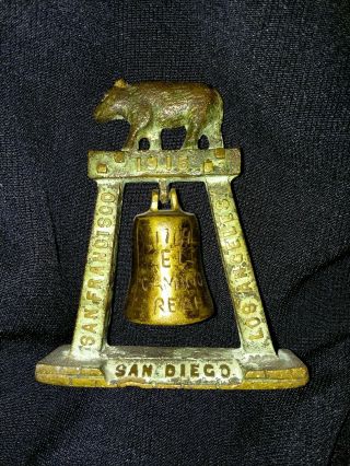 Bronze 1915 Panama Exposition Souvenir Bell Natural Patina 1769 El Camino Real