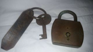 Old Antique Vintage Copper Mini padlock box key lock decor NR 2 