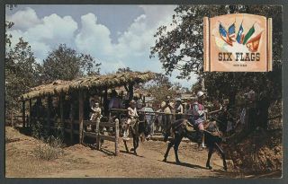 Arlington Tx: 1960s Postcard Six Flags Over Texas Amusement Park Spanish Section