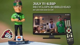 Dwight Schrute Recyclops Bobblehead Sga 7/11/19 The Office Tv Show Peoria Chief