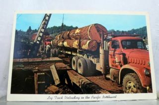 Scenic Pacific Northwest Log Truck Mill Pond Postcard Old Vintage Card View Post