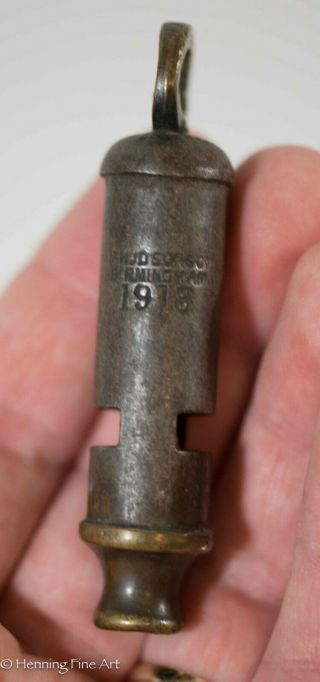 J Hudson & Co Birmingham Antique Brass Whistle Dated 1916 Wwi Officers Police