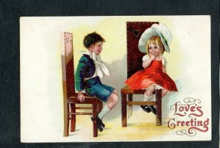 E613 Postcard Artist Designed Ellen Clapsaddle Valentine Children Inter Art Emb