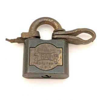 Vintage Antique E.  T.  Fraim Co.  Warded Padlock Cast Iron Steel Brass No Key