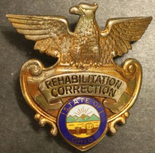 Vintage Obsolete Ohio Rehabilitation Correction Police Officer Hat Badge