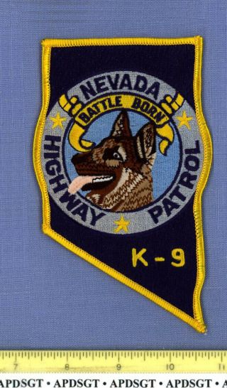 Nevada Highway Patrol K - 9 Sheriff State Police Patch State Shape K9 Dog Canine