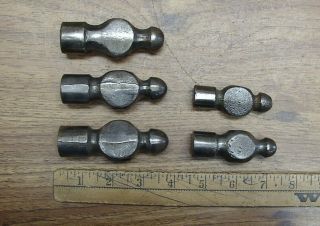 Old Tools,  5 Vntg Ball Peen Hammer Heads,  3.  6oz,  5.  7oz,  8.  6oz,  8.  9oz,  & 10.  2oz.