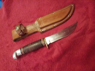 Vintage Western L66 Antique Hunting Knife Leather Matching Western Co.  Sheath