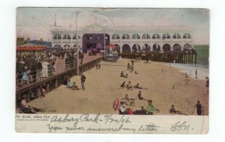 Nj Asbury Park Jersey 1905 Antique Post Card View Of The Arcade