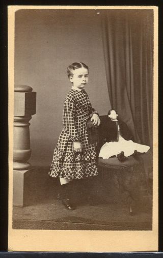 Cdv Photograph Little Girl & Her China Head Doll 1860 