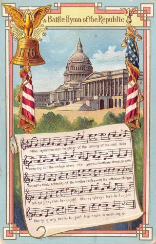 Patriotic National Song Battle Hymn Of The Republic Gold Emboss 1908 Nash