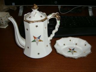 Royal Stafford Order Of The Eastern Star Coffee Pot And Pin Dish