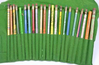 22 Vintage Large Wood ADVERTISING PENCILS Child Life Shoes EVERHART HATTERY Iron 2