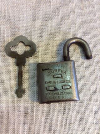 Vintage Antique Lock Key Padlock - Eureka Eagle