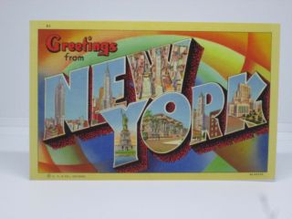 Vintage Postcard Large Letter Greetings From York,  Curt Teich