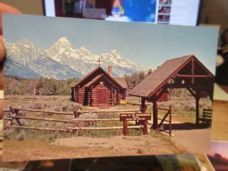 Vintage Old Postcard Wyoming Moose Chapel Of The Transfiguration Jackson Hole 2