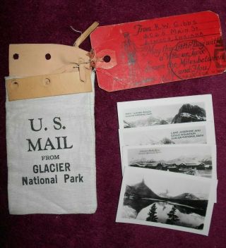 Glacier National Park - U S Mail Bag & Photos - 1952 Souvenir Postcard Montana