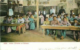 Indian Children Interior School Selige 1909 Phoenix Arizona Postcard 6738