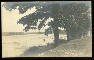 View On Fox River Mchenry Illinois 1910 Real Photo Postcard Childs Photograph