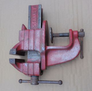 Vintage Stanley No.  746 Clamp On Bench Vise With 3 " Jaws & Small Anvil