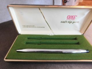Vintage 1974 Cross Silver Tone/chrome 12 Kt Gold Filled Soft Tip Pen Orig.  Case