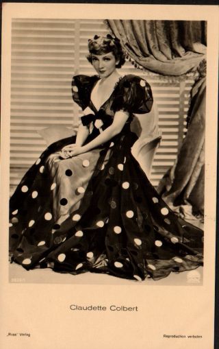 Z1348 Famous Movie Star Claudette Colbert In Great Evening Dress Ross Rppc