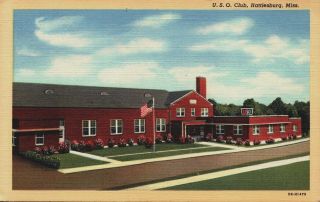Hattiesburg,  Mississippi U.  S.  O Club Postcard Unposted