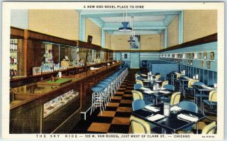 1940s Chicago Il Postcard The Sky Ride Restaurant 105 W.  Van Buren Street Linen