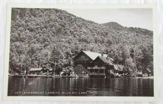 Rppc Antique Photo Postcard - Steamboat Landing Blue Mt.  Lake N.  Y.